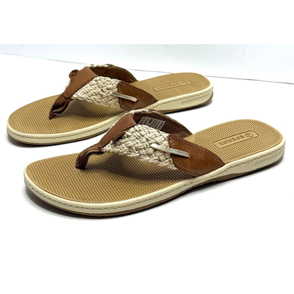 Sperry Women's Parrotfish Flip Flop Sandals Brown multi Sahara Size 6.5M NWT/BOX - Picture 3 of 10